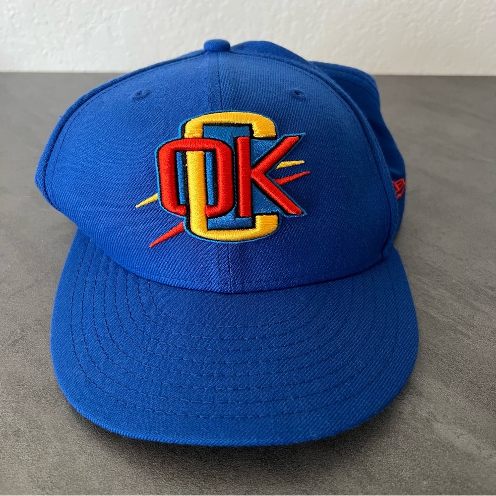 New Era Bright Blue Oklahoma City Thunder‎ Logo Baseball Hat Cap, Size 7 & 3/8